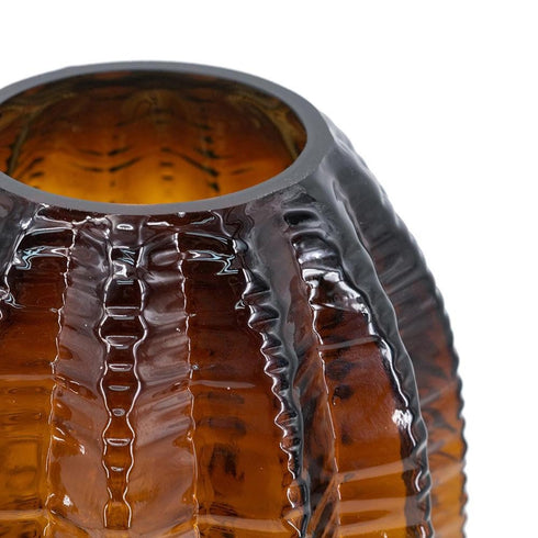 11" Burnt Umber Round Glass Table Vase