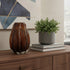 8" Burnt Umber Glass Textured Wavy Table Vase