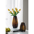 8" Burnt Umber Glass Textured Wavy Table Vase
