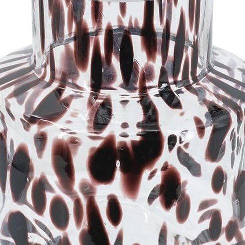 8" Amber And Clear Abstract Glass Cylinder Table Vase