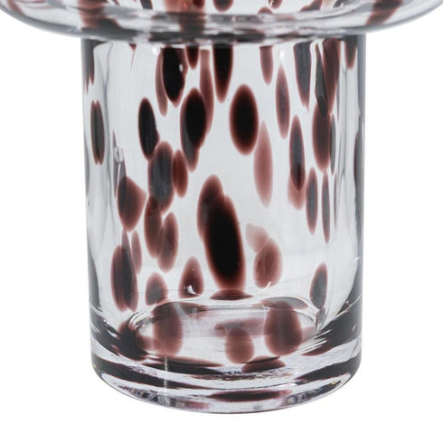 8" Amber And Clear Abstract Glass Cylinder Table Vase