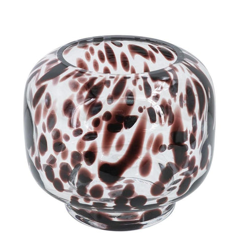 6" Amber And Clear Abstract Glass Round Table Vase
