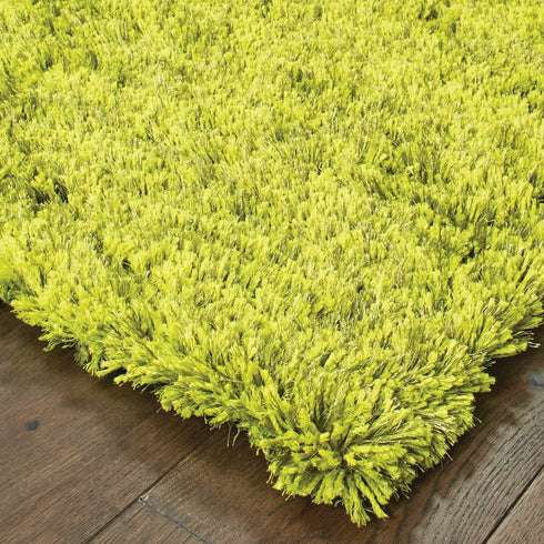 8' X 11' Green Shag Hand Tufted Area Rug