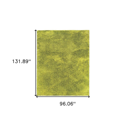 8' X 11' Green Shag Hand Tufted Area Rug