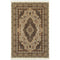 8' X 11' Ivory Black And Brown Medallion Area Rug With Fringe