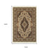8' X 11' Ivory Black And Brown Medallion Area Rug With Fringe