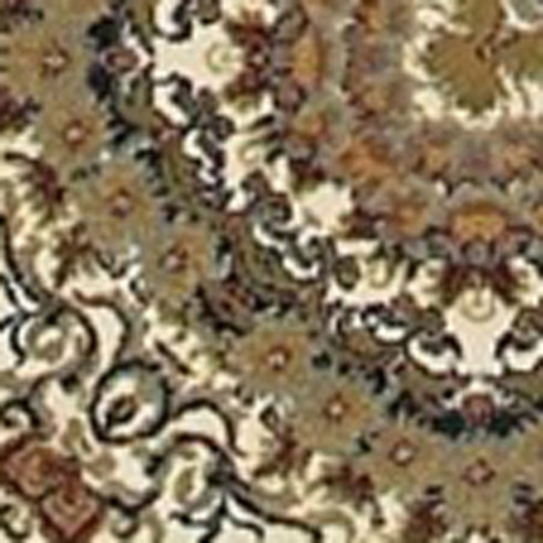 8' X 11' Ivory Black And Brown Medallion Area Rug With Fringe