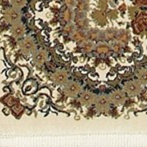 8' X 11' Ivory Black And Brown Medallion Area Rug With Fringe