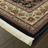 8' X 11' Ivory And Dark Blue Medallion Area Rug With Fringe