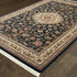 8' X 11' Ivory And Dark Blue Medallion Area Rug With Fringe