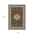 8' X 11' Ivory And Dark Blue Medallion Area Rug With Fringe