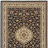 8' X 11' Ivory And Dark Blue Medallion Area Rug With Fringe