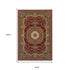 8' X 11' Black Red And Tan Medallion Area Rug With Fringe