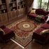 8' X 11' Black Red And Tan Medallion Area Rug With Fringe