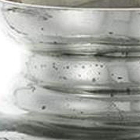 20" Antiqued Silver Etched Floral Glass Round Table Vase
