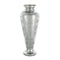 20" Antiqued Silver Etched Floral Glass Round Table Vase