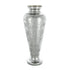 20" Antiqued Silver Etched Floral Glass Round Table Vase