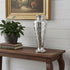 20" Antiqued Silver Etched Floral Glass Round Table Vase
