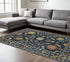 8' X 11' Blue And Gold Oriental Area Rug With Fringe