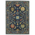 8' X 11' Blue And Gold Oriental Area Rug With Fringe