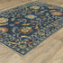 8' X 11' Blue And Gold Oriental Area Rug With Fringe