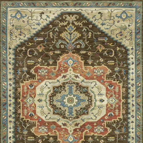 8' X 11' Brown And Orange Oriental Area Rug With Fringe