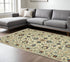 8' X 11' Ivory Blue And Orange Oriental Area Rug With Fringe