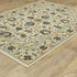 8' X 11' Ivory Blue And Orange Oriental Area Rug With Fringe