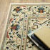 8' X 11' Ivory Blue And Orange Oriental Area Rug With Fringe