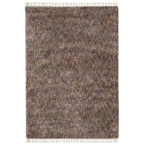 8' X 11' Orange Blue And Yellow Abstract Shag Area Rug With Fringe