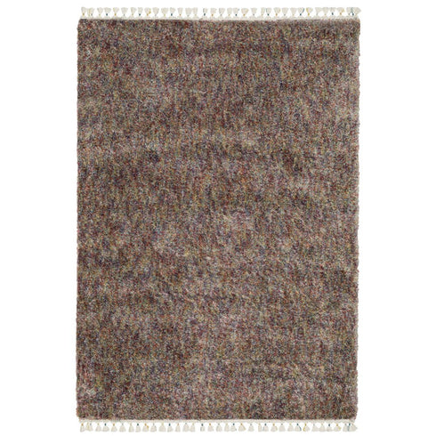 8' X 11' Orange Blue And Yellow Abstract Shag Area Rug With Fringe