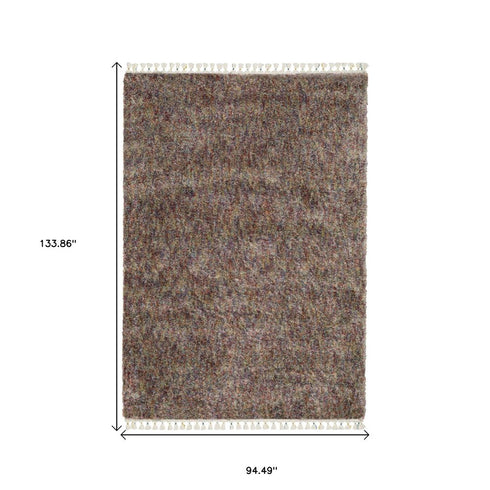 8' X 11' Orange Blue And Yellow Abstract Shag Area Rug With Fringe