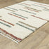 8' X 11' Ivory Brown And Gray Striped Shag Area Rug With Fringe