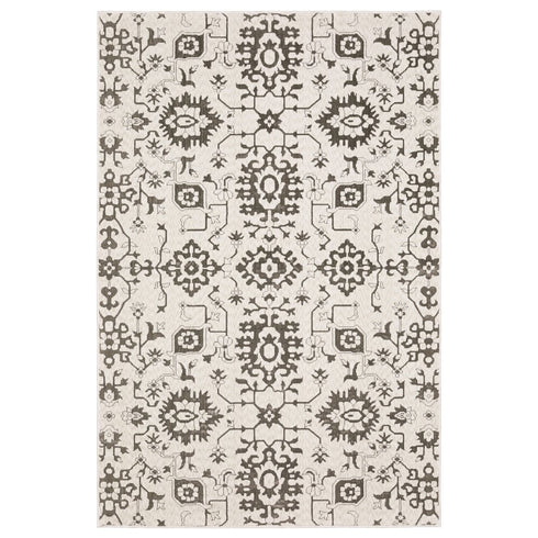 8' X 11' Ivory And Gray Oriental Area Rug