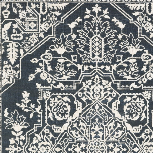 8' X 11' Blue And Ivory Oriental Area Rug