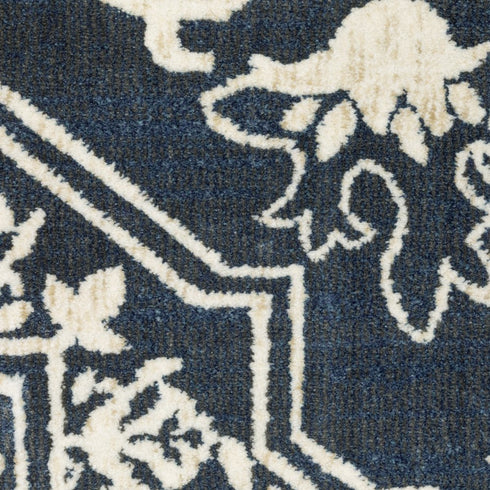 8' X 11' Blue And Ivory Oriental Area Rug