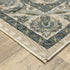 8' X 11' Beige And Blue Oriental Area Rug With Fringe