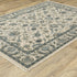 8' X 11' Beige And Blue Oriental Area Rug With Fringe