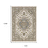 8' X 11' Ivory And Gold Medallion Distressed Area Rug With Fringe