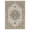 8' X 11' Ivory And Gold Medallion Distressed Area Rug With Fringe