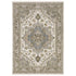 8' X 11' Ivory And Gold Medallion Distressed Area Rug With Fringe
