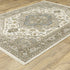 8' X 11' Ivory And Gold Medallion Distressed Area Rug With Fringe