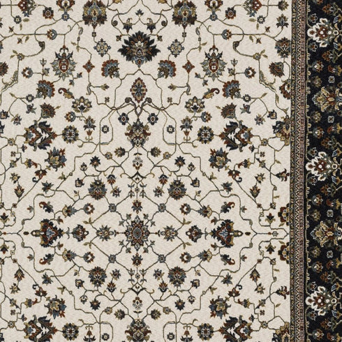 8' X 11' Ivory And Brown Oriental Area Rug With Fringe