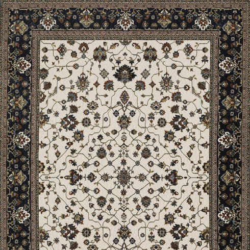 8' X 11' Ivory And Brown Oriental Area Rug With Fringe