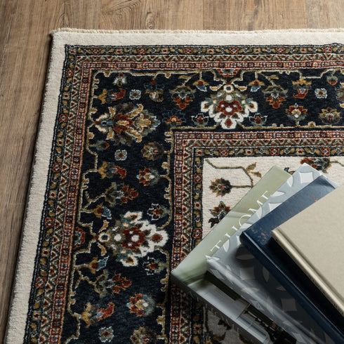 8' X 11' Ivory And Brown Oriental Area Rug With Fringe