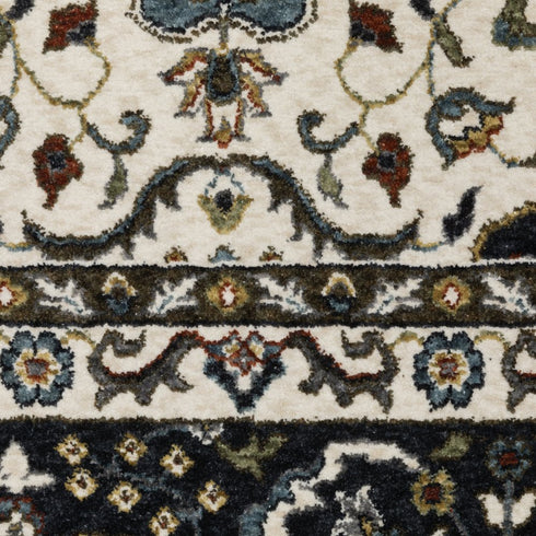 8' X 11' Ivory Medallion Area Rug With Fringe