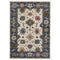 8' X 11' Blue And Ivory Floral Area Rug With Fringe