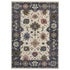 8' X 11' Blue And Ivory Floral Area Rug With Fringe