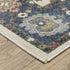 8' X 11' Blue And Ivory Floral Area Rug With Fringe