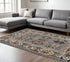 8' X 11' Blue And Gray Oriental Area Rug With Fringe
